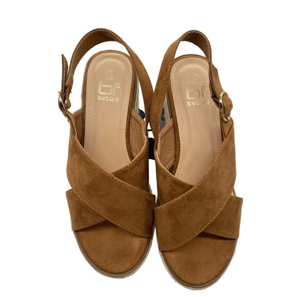 Boho Betani Sky High Platform Cottage Wedge Espadrille Leather Strap 7.5 Sandals - Picture 7 of 9